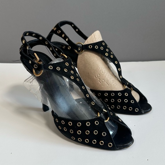 Gucci Black High-Heeled Mules with Studded Straps - Picture 10 of 10